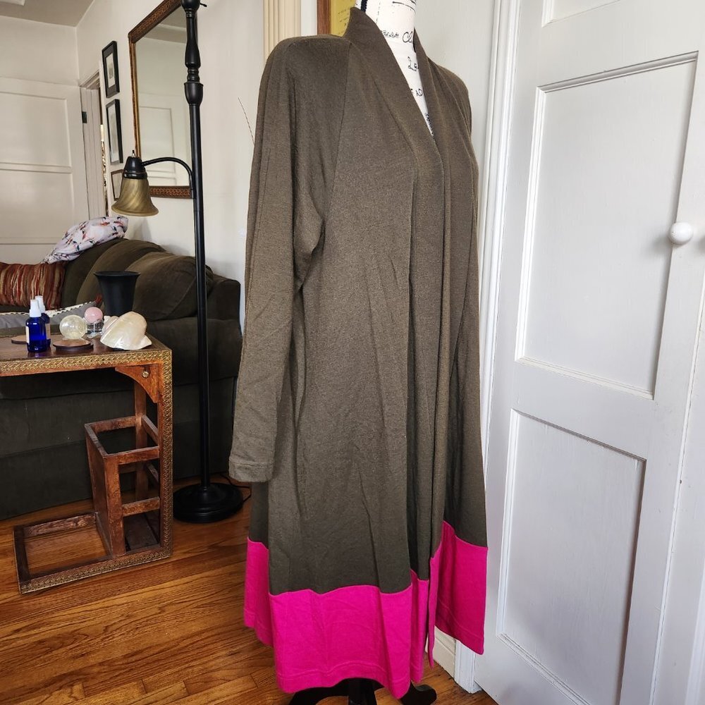 Vintage Joanie Char Wool Color Block Long Duster/Cardigan Sz 10 - Picture 4 of 9